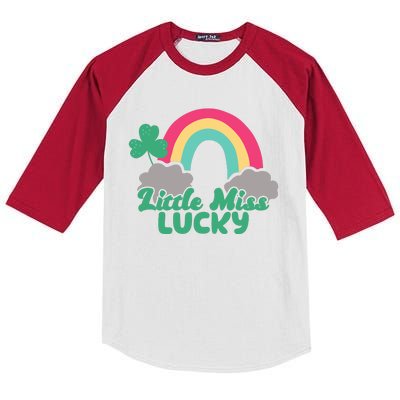 Little Miss Lucky Rainbow St Patrick's Day Kids Colorblock Raglan Jersey