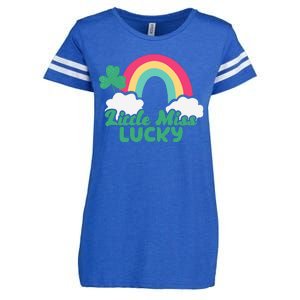 Little Miss Lucky Rainbow St Patrick's Day Enza Ladies Jersey Football T-Shirt