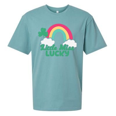 Little Miss Lucky Rainbow St Patrick's Day Sueded Cloud Jersey T-Shirt