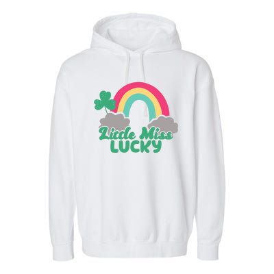 Little Miss Lucky Rainbow St Patrick's Day Garment-Dyed Fleece Hoodie