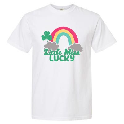 Little Miss Lucky Rainbow St Patrick's Day Garment-Dyed Heavyweight T-Shirt