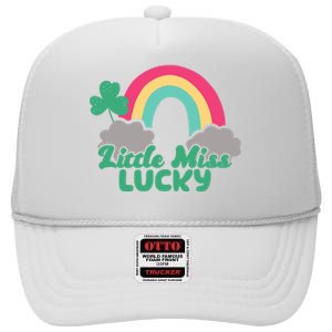 Little Miss Lucky Rainbow St Patrick's Day High Crown Mesh Back Trucker Hat