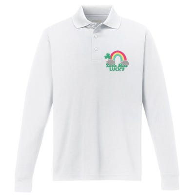 Little Miss Lucky Rainbow St Patrick's Day Performance Long Sleeve Polo