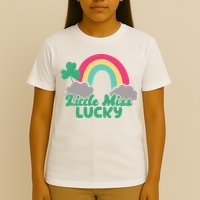 Little Miss Lucky Rainbow St Patrick's Day T-Shirt