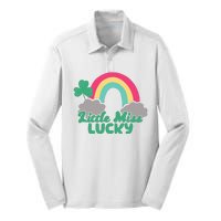 Little Miss Lucky Rainbow St Patrick's Day Silk Touch Performance Long Sleeve Polo