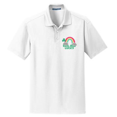 Little Miss Lucky Rainbow St Patrick's Day Dry Zone Grid Polo