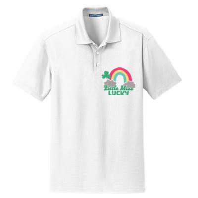 Little Miss Lucky Rainbow St Patrick's Day Dry Zone Grid Polo