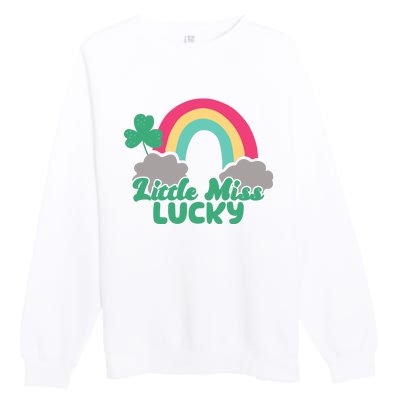 Little Miss Lucky Rainbow St Patrick's Day Premium Crewneck Sweatshirt