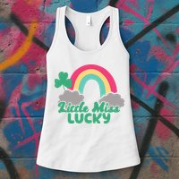 Little Miss Lucky Rainbow St Patrick's Day Womens Tank Top