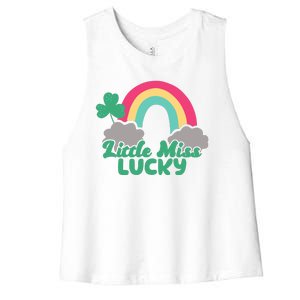 Little Miss Lucky Rainbow St Patrick's Day Women's Racerback Cropped Tank