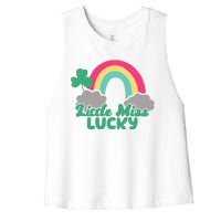 Little Miss Lucky Rainbow St Patrick's Day Women's Racerback Cropped Tank