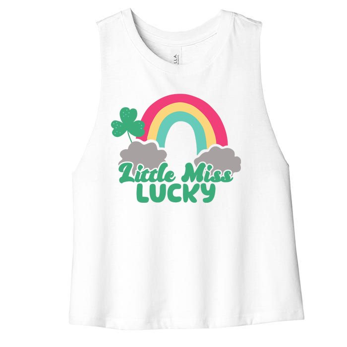 Little Miss Lucky Rainbow St Patrick's Day Women's Racerback Cropped Tank