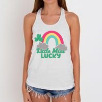 Little Miss Lucky Rainbow St Patrick's Day Women's Knotted Racerback Tank