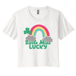 Little Miss Lucky Rainbow St Patrick's Day Women's Crop Top Tee