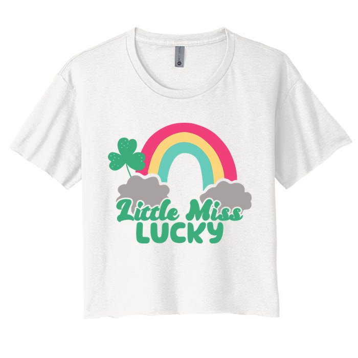 Little Miss Lucky Rainbow St Patrick's Day Women's Crop Top Tee