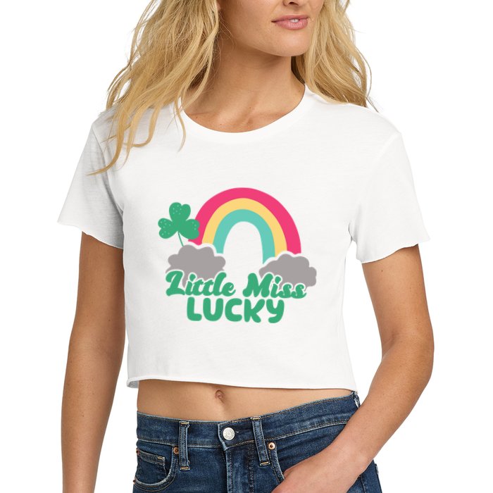 Little Miss Lucky Rainbow St Patrick's Day Women's Crop Top Tee
