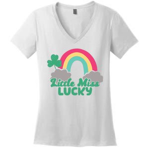 Little Miss Lucky Rainbow St Patrick's Day Women's V-Neck T-Shirt