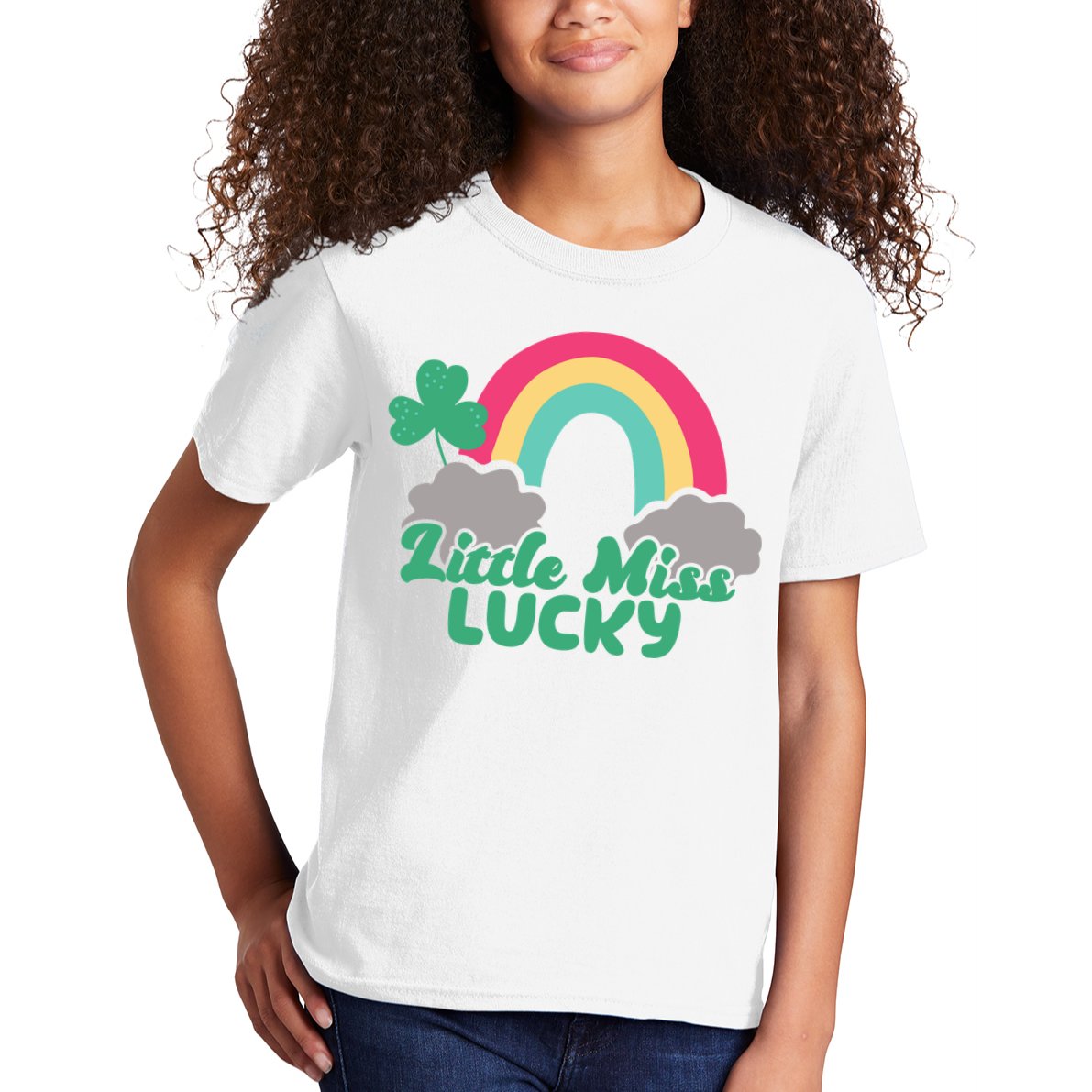 Little Miss Lucky Rainbow St Patrick's Day Kids T-Shirt