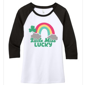 Little Miss Lucky Rainbow St Patrick's Day Women's Tri-Blend 3/4-Sleeve Raglan Shirt