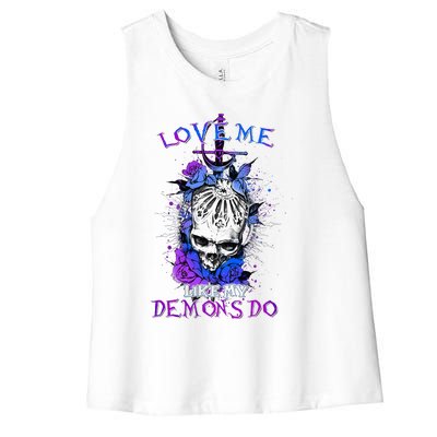 Love Me Like My Demons Do Love Occult Women's Racerback Cropped Tank