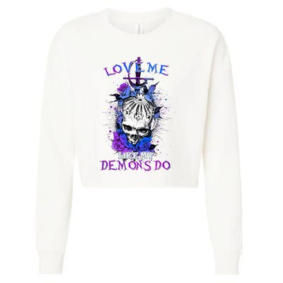 Love Me Like My Demons Do Love Occult Cropped Pullover Crew