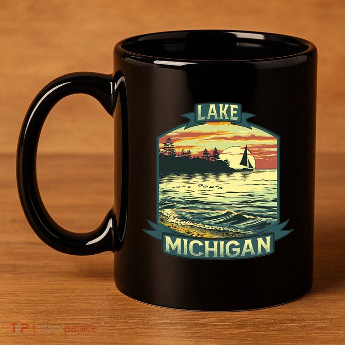 Lake Michigan 11oz C Handle Ceramic Mug