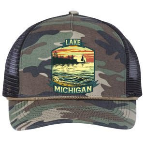 Lake Michigan Retro Rope Trucker Hat Cap