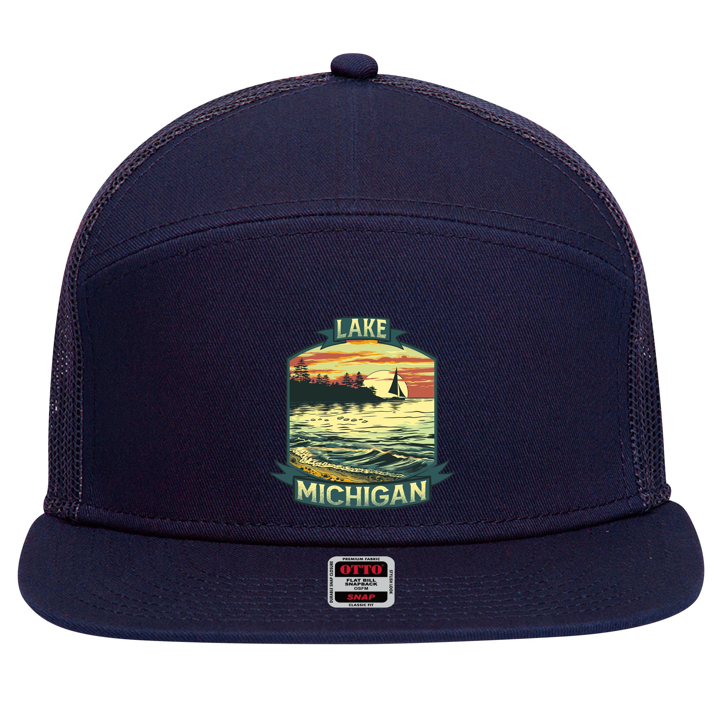 Lake Michigan 7 Panel Mesh Trucker Snapback Hat