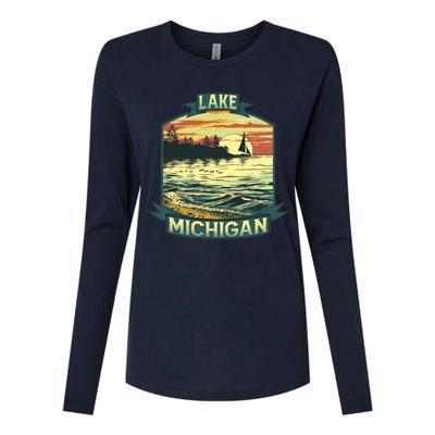 Lake Michigan Womens Cotton Relaxed Long Sleeve T-Shirt