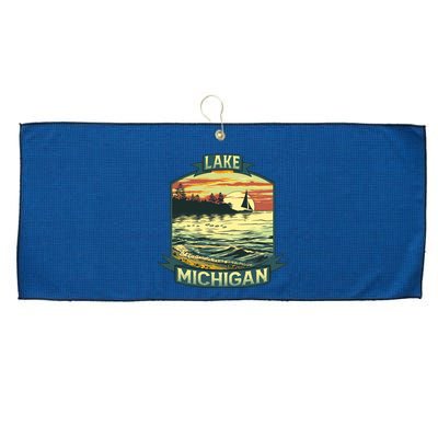 Lake Michigan Large Microfiber Waffle Golf Towel