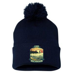 Lake Michigan Pom Pom 12in Knit Beanie