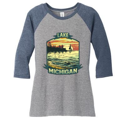 Lake Michigan Women's Tri-Blend 3/4-Sleeve Raglan Shirt