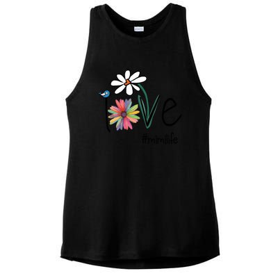 Love Mimi Life Art Flower Gift Ladies PosiCharge Tri-Blend Wicking Tank