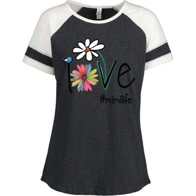 Love Mimi Life Art Flower Gift Enza Ladies Jersey Colorblock Tee