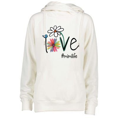 Love Mimi Life Art Flower Gift Womens Funnel Neck Pullover Hood