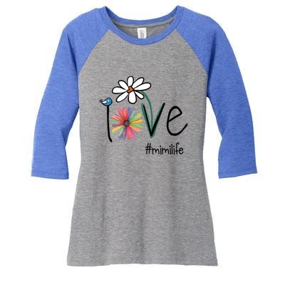 Love Mimi Life Art Flower Gift Women's Tri-Blend 3/4-Sleeve Raglan Shirt