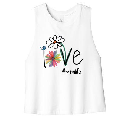 Love Mimi Life Art Flower Gift Women's Racerback Cropped Tank