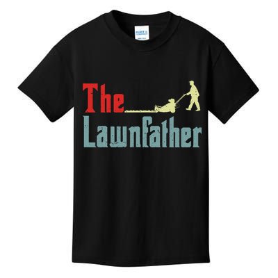 Lawn Mowing Lawnfather Mower Gardening Dad Father Day Gift Kids T-Shirt