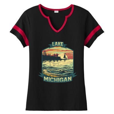 Lake Michigan Ladies Halftime Notch Neck Tee