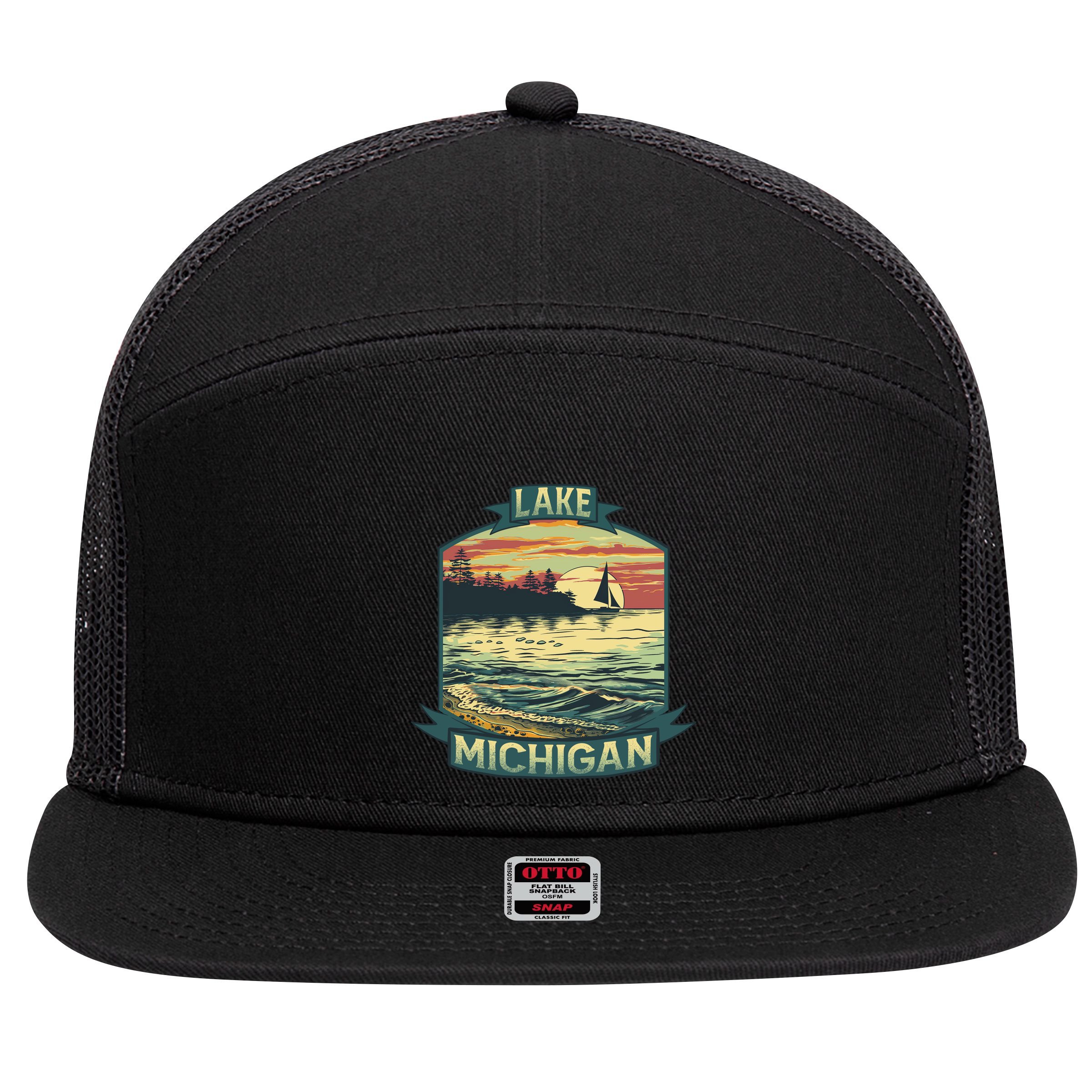 Lake Michigan 7 Panel Mesh Trucker Snapback Hat