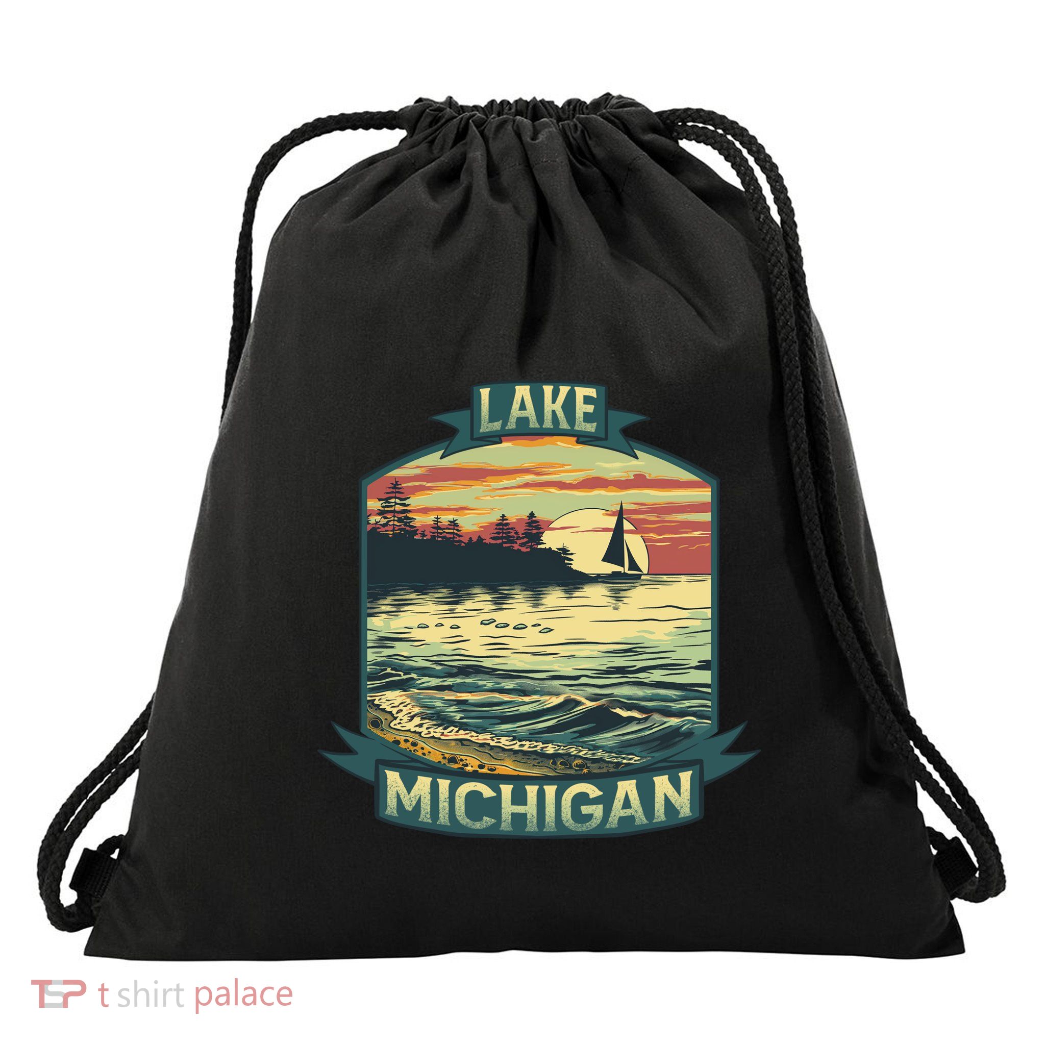 Lake Michigan Drawstring Bag