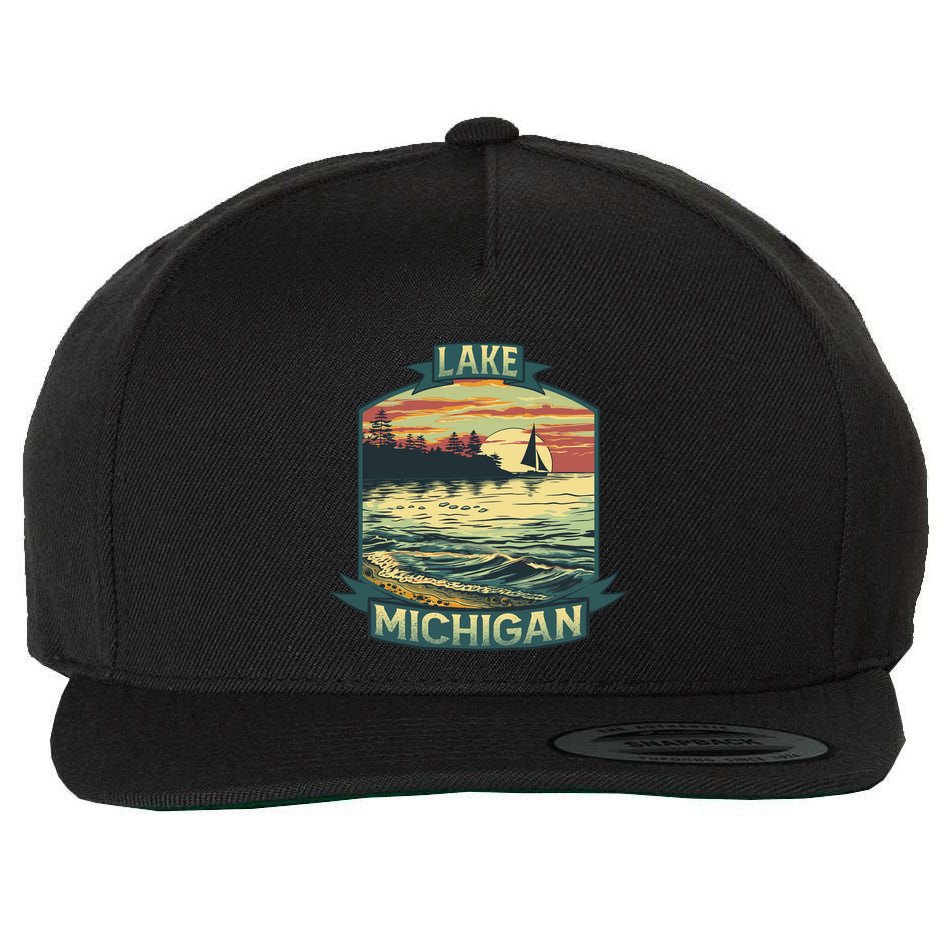 Lake Michigan Wool Snapback Cap