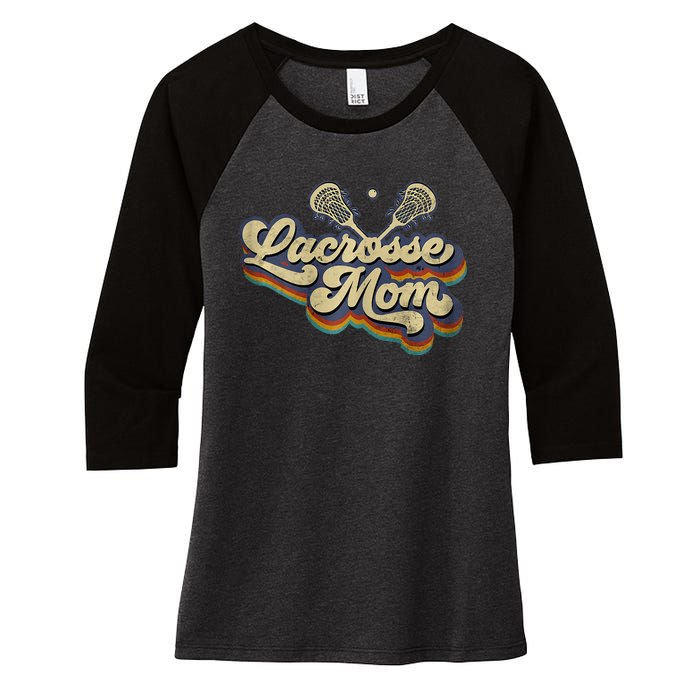 Lacrosse Mom Lacrosse Stick Sun Women's Tri-Blend 3/4-Sleeve Raglan Shirt