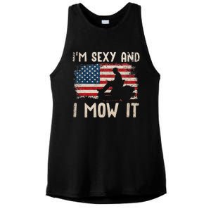 Lawn Mowing Landscaping Im Sexy And I Mow It Flag Ladies PosiCharge Tri-Blend Wicking Tank