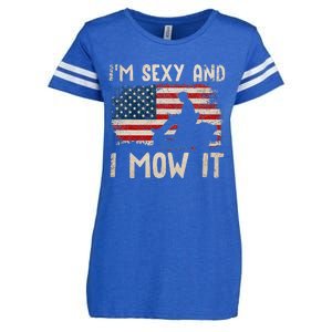 Lawn Mowing Landscaping Im Sexy And I Mow It Flag Enza Ladies Jersey Football T-Shirt