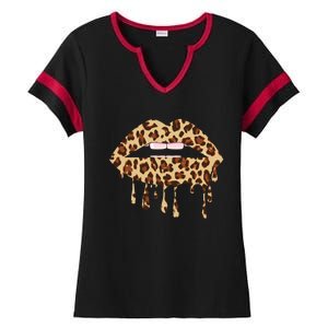 Leo Mouth Lip Bite Cool Leopard Print Me Cheetah Leo Gift Ladies Halftime Notch Neck Tee