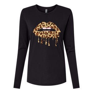 Leo Mouth Lip Bite Cool Leopard Print Me Cheetah Leo Gift Womens Cotton Relaxed Long Sleeve T-Shirt