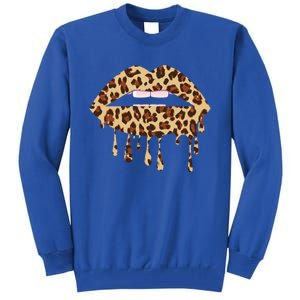 Leo Mouth Lip Bite Cool Leopard Print Me Cheetah Leo Gift Tall Sweatshirt