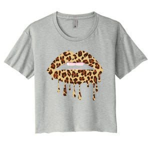 Leo Mouth Lip Bite Cool Leopard Print Me Cheetah Leo Gift Women's Crop Top Tee