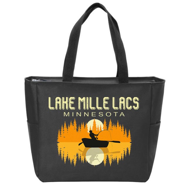 Lake Mille Lacs Minnesota Usa Fishing 80s Zip Tote Bag
